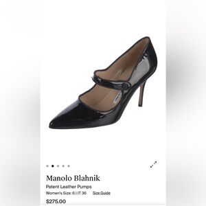 Manolo Blahnik Black Patent Leather Mary Jane Heels